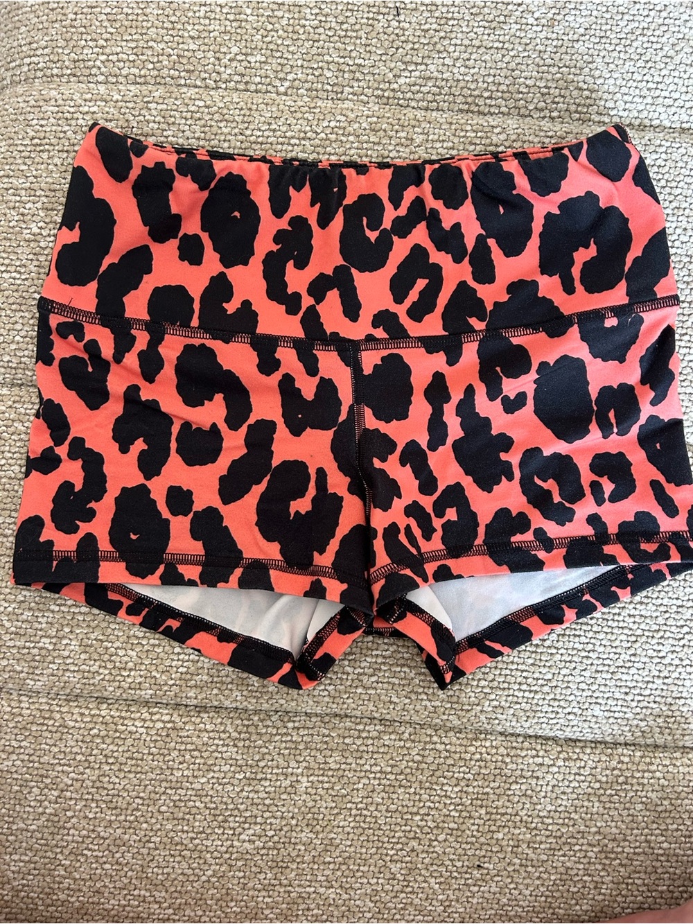 Fleo Coral and Black Leopard Booty Shorts Size Small